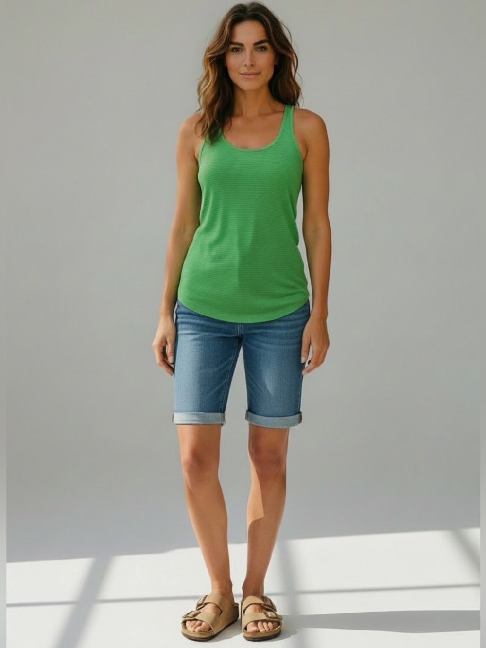 3/$29 Lululemon Green Stripe Essential Racerback Tank Size 4